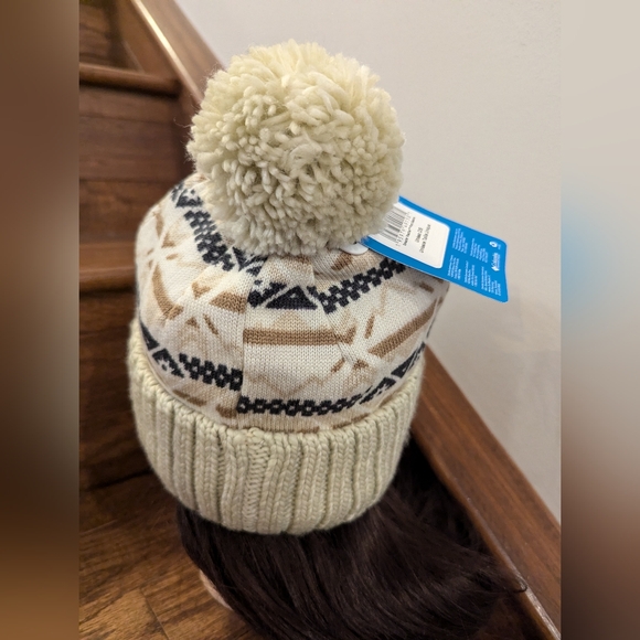 Columbia Unisex Sweater Weather Palmer Peak Pom Beanie Cream & gray - Picture 6 of 12